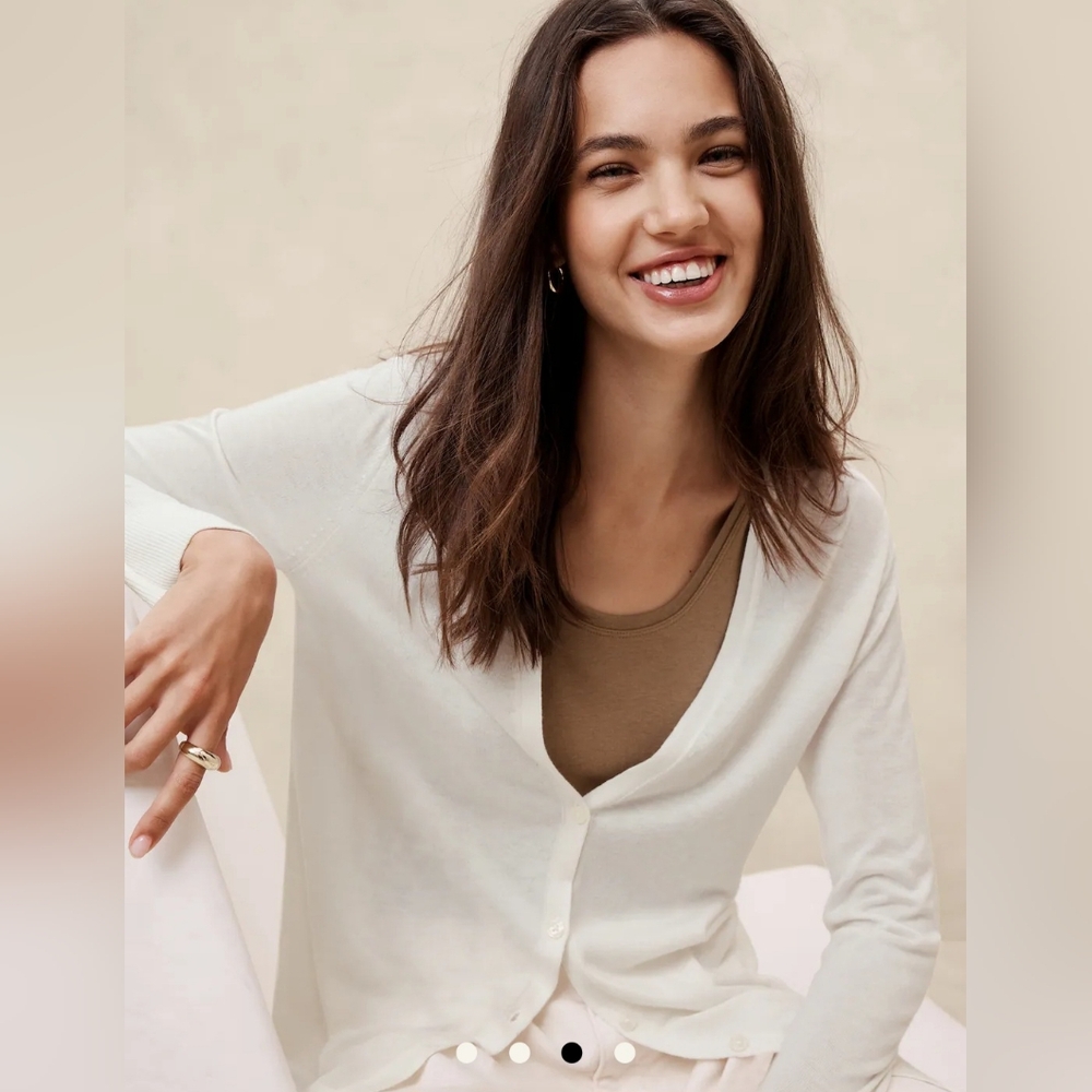 NWT Banana Republic Factory Relaxed Fit V Neck Cardigan Lightweight Rayon/Wool